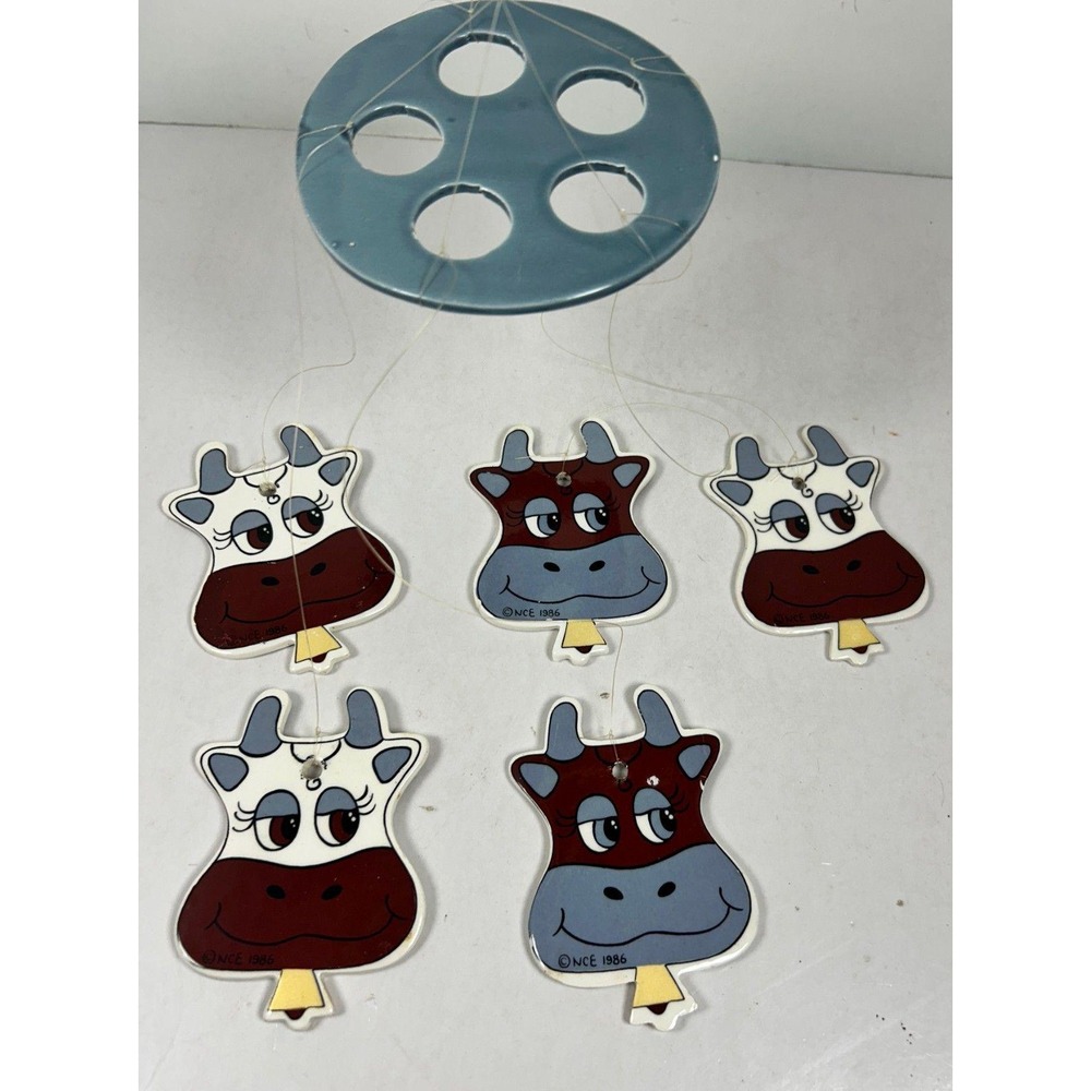 Vintage 1986 NCE Ceramic Cow Wind Chimes Farmhouse Country Porch Decor